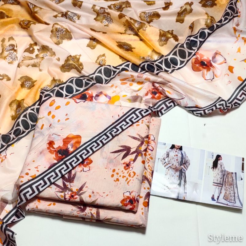 Elegant Printed Banadora Same Print Original Lawn - Image 2