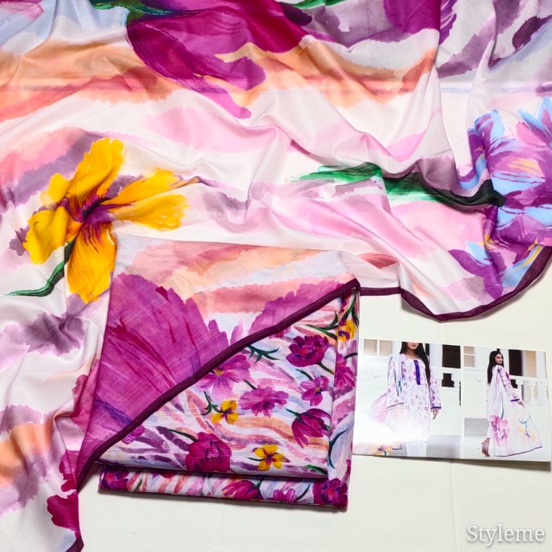 Elegant Printed Banadora Same Print Original Lawn - Image 2