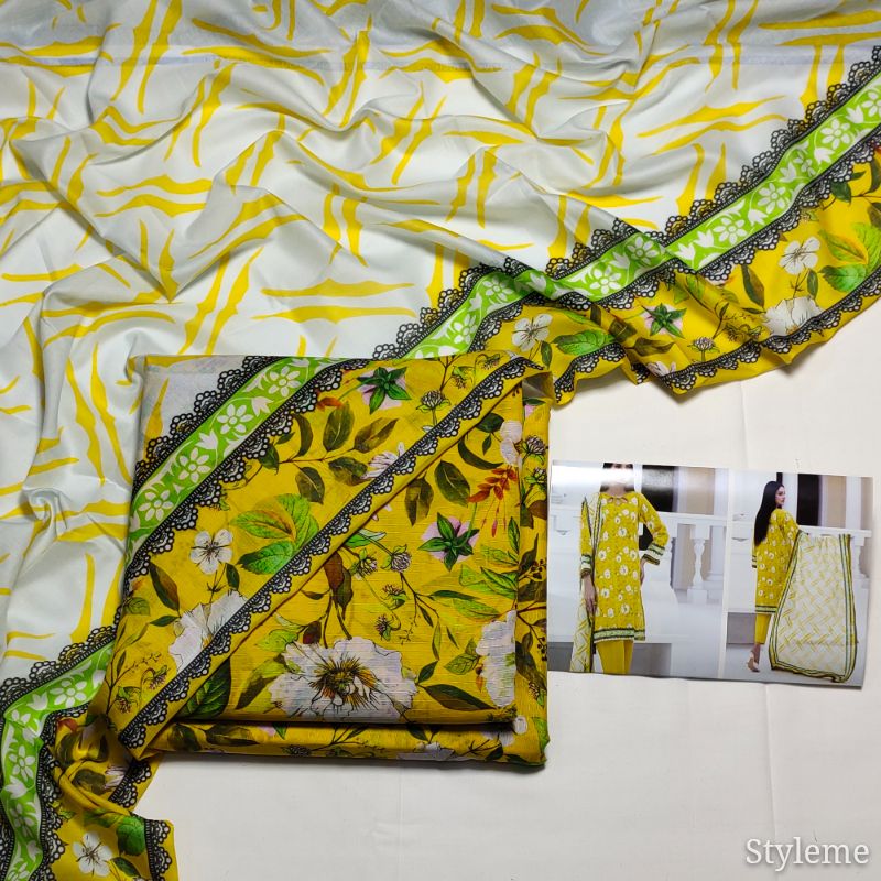 Elegant Printed Banadora Same Print Original Lawn - Image 2