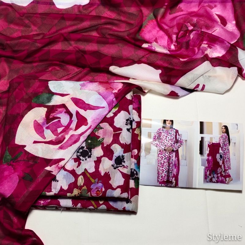 Elegant Printed Banadora Same Print Original Lawn - Image 2