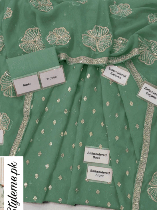 Alternative view of Unstitched Chiffon 3 Piece Bridal Wear