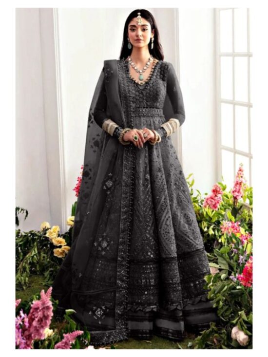 Elegant Organza Maxi Unstitched Dress