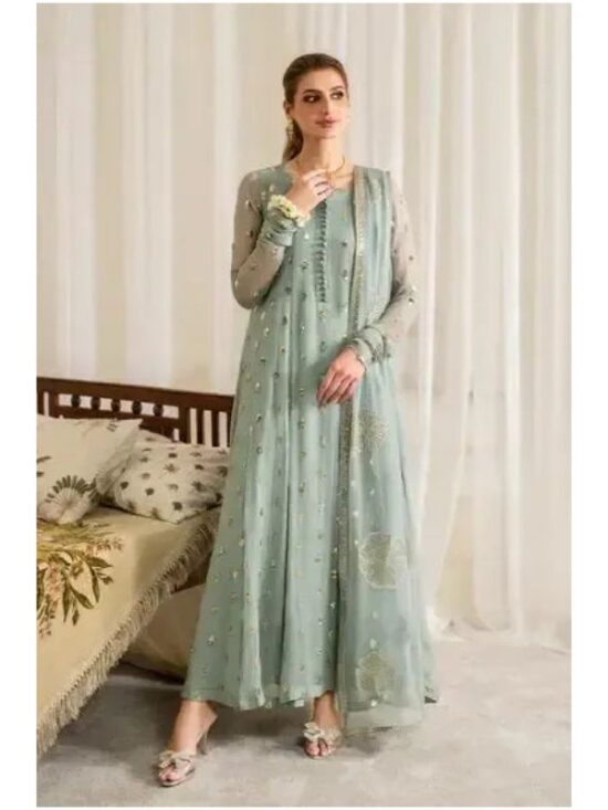 Unstitched Chiffon 3 Piece Bridal Wear