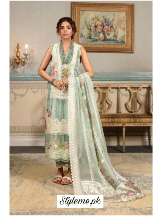 Elegant Heavy Embroidered Party Wear Cotton Article